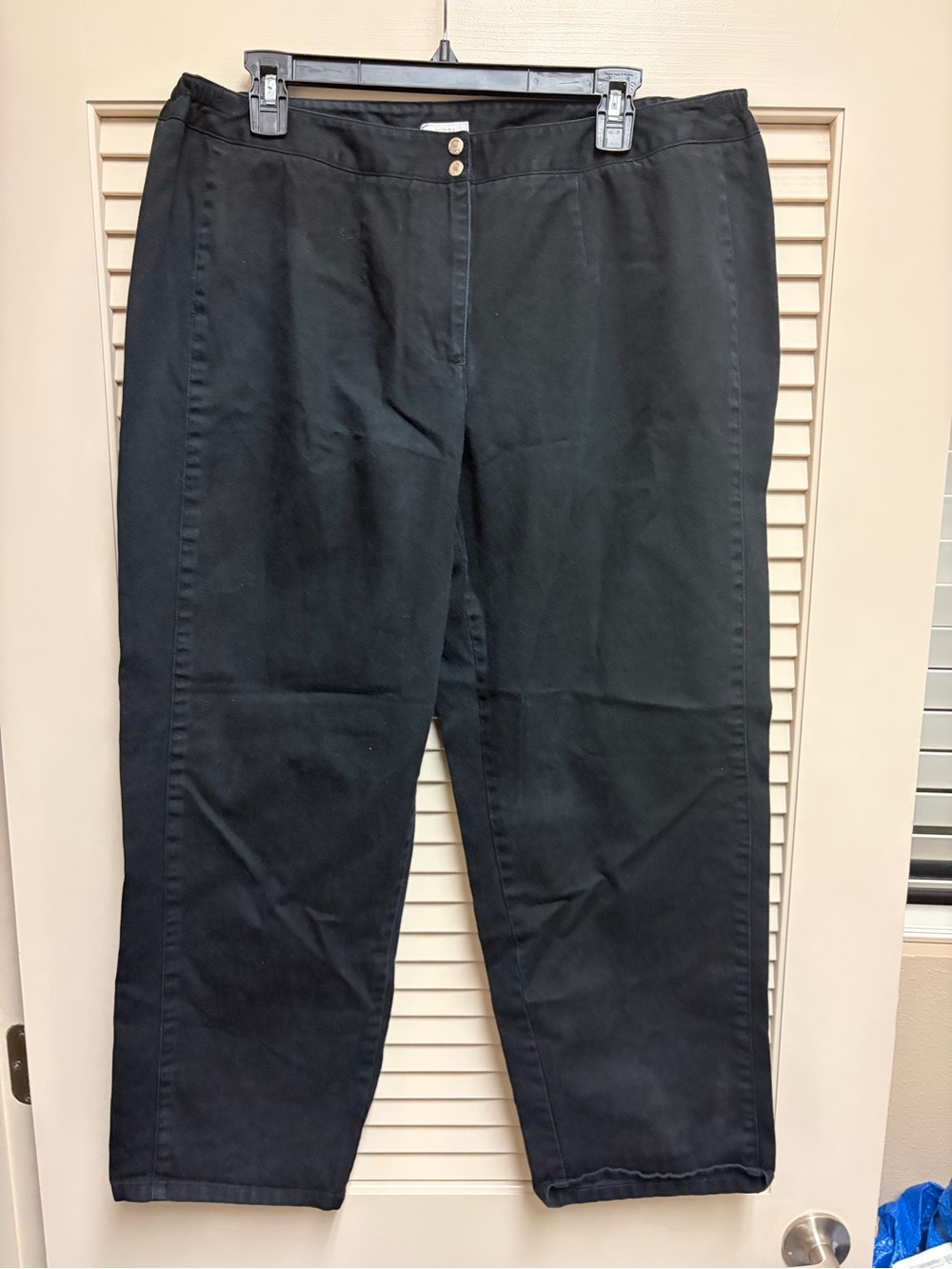 Liz Claiborne Audra Womens Petite 16P Black 100% Cotton Straight Leg Pants